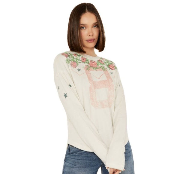 Free People Homestead Tee in Ivory Combo - Picture 1 of 8